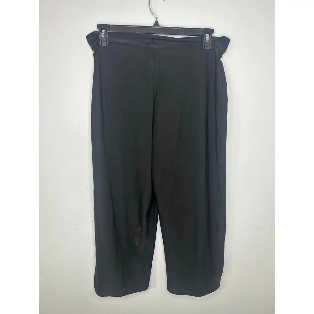 Spanx Wide Leg Cropped Pull On Pants Women's Plus Size 1X Black Flowy Stretch - Picture 2 of 6